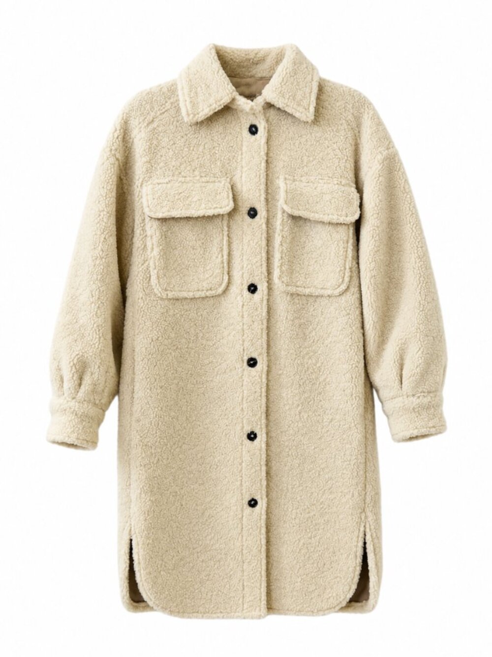 H&M Cream Sherpa Fleece Oversized Shacket Size XS/P